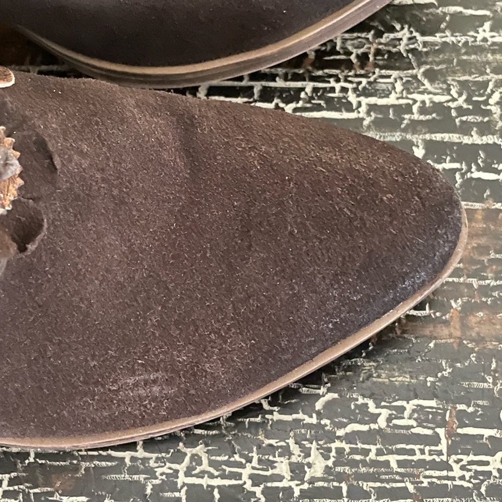 SHERIDAN MIA Sunflower Brown Suede Distressed Block Heel Boots Size 37/6.5 - Picture 11 of 16